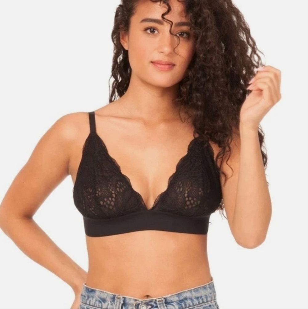 Lively Longline Lace Bralette Black - L
